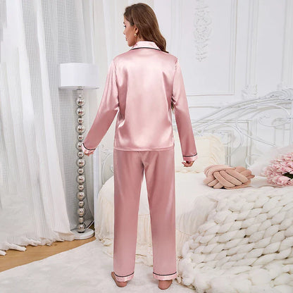 Women's Pajama Set Silk Sleepwear Suit Loungewear Pj Set Satin Long Sleeve Tops With Pants 2 Pieces Pjs Pajamas for Women Pyjama