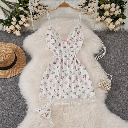 Sexy Lace Gauze Patchwork Strap Bodysuit Hollow Sleeveless Slim backless Women Erotic Lingerie Hotsweet Bow Night Maid Cosplay