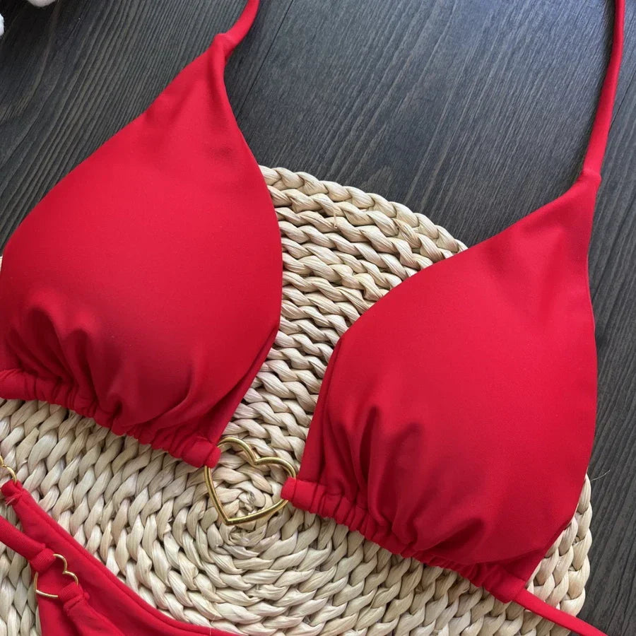 Para Praia 6 Colors Solid Brazilian Bikini Micro Swimwear T-back Swimsuit Women Sexy Biquini 2025 Thong Bikini Set Bathing Suit