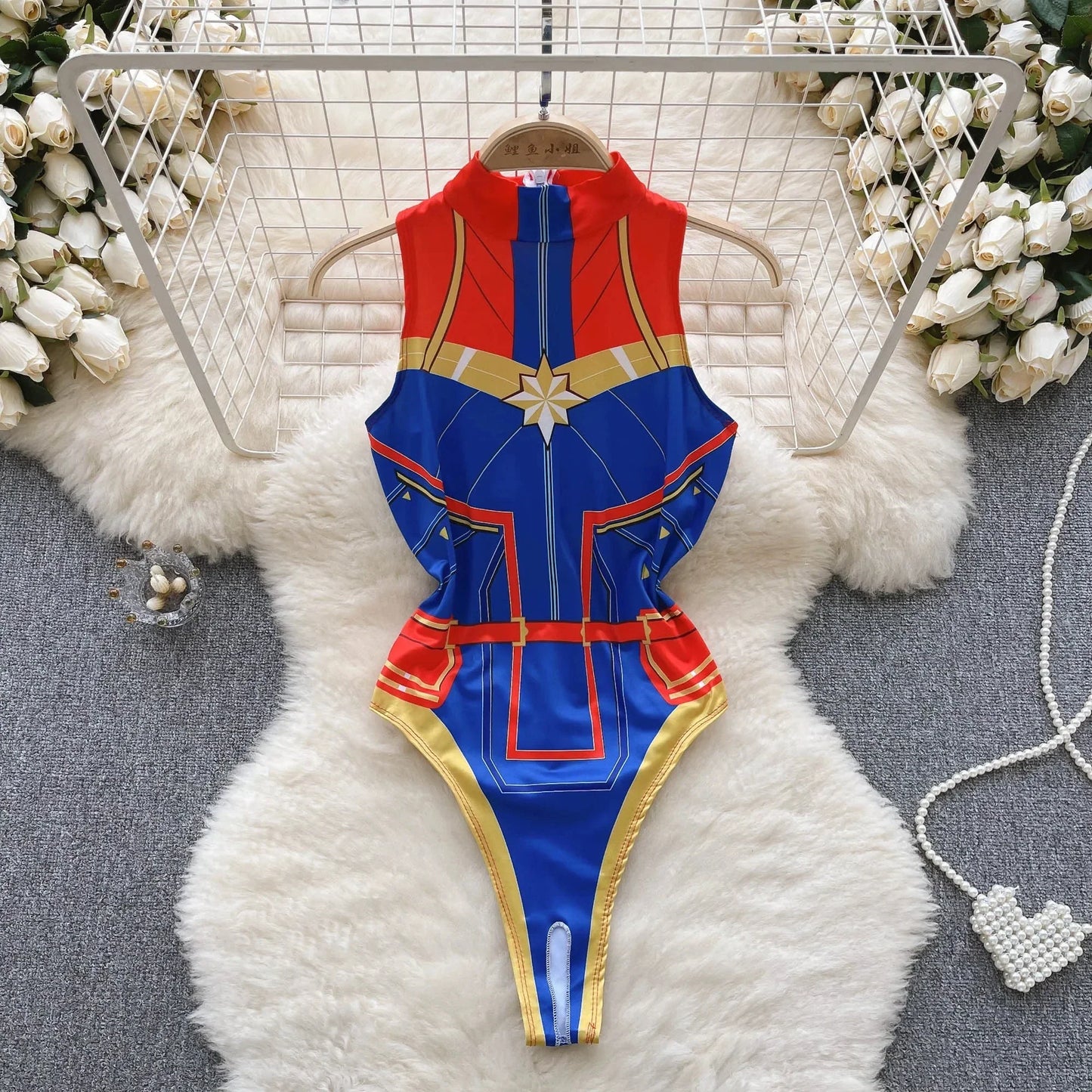 Sexy Lace Gauze Patchwork Strap Bodysuit Hollow Sleeveless Slim backless Women Erotic Lingerie Hotsweet Bow Night Maid Cosplay