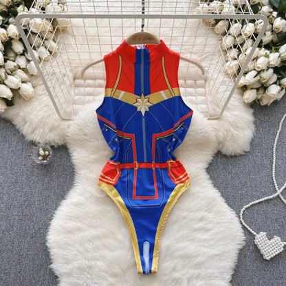 Sexy Lace Gauze Patchwork Strap Bodysuit Hollow Sleeveless Slim backless Women Erotic Lingerie Hotsweet Bow Night Maid Cosplay