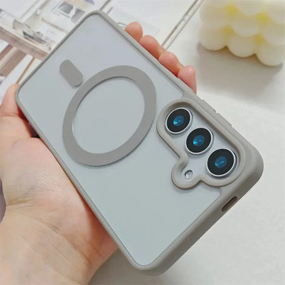 New Frosted Magnetic Case For Samsung Galaxy S25 Edge S25 S24 S23 FE S22 Plus Ultra For Magsafe Wireless Charger Protector Cover