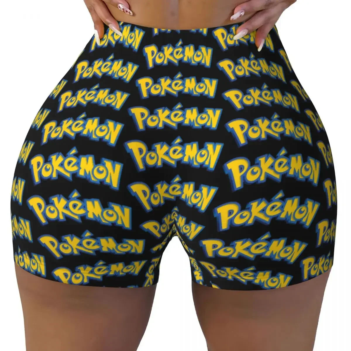 Custom Pikachus Women's Workout Yoga Shorts Athletic Gym Running Volleyball Shorts