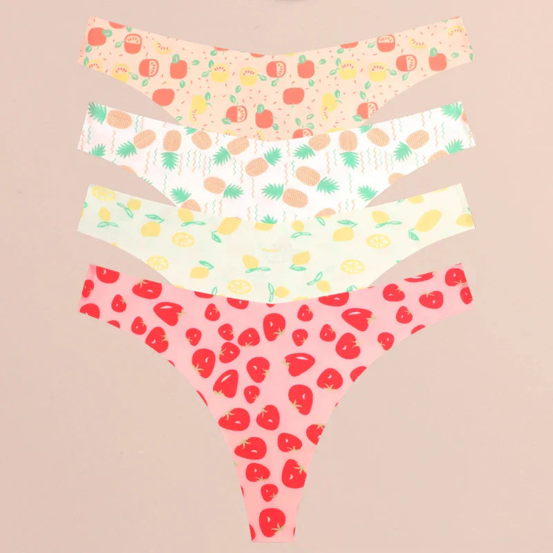 FINETOO 4Pcs Ultra Soft Underwear For Women Sexy Graphic Print Seamless Thongs Female Stretch Leopard G Strings Comfort Lingerie