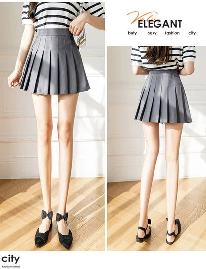 White Women Pleated Skirts Summer High Waist Zipper Girls Dancing JK Mini Skirts Black Fashion Student A Line Faldas 2024