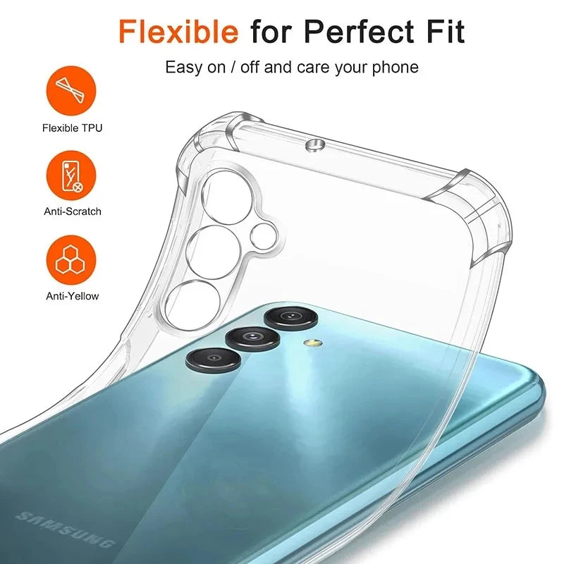 Luxury Shockproof Silicone Clear Soft Case For Samsung Galaxy S24 S23 S21 FE S25 Plus Note 20 Ultra Transparent Back Cover Shell