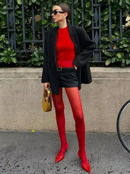 Women's Tights Slim Stockings Pantyhose Super Elastic Large Size Leggings Red Women's Sexy Tights Spring Autumn Winter Y2k 2024
