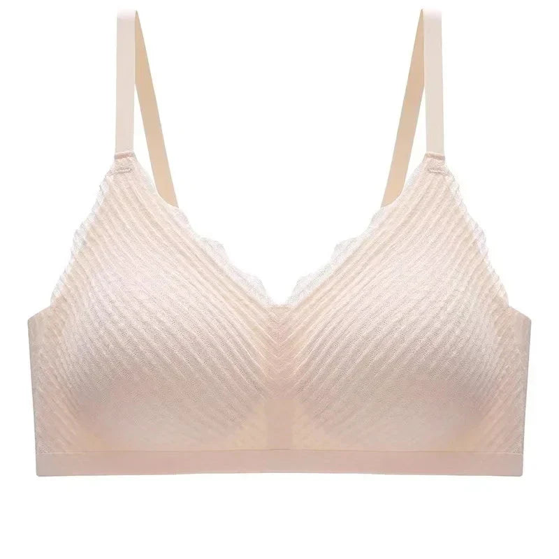 New Top Lace Seamless Women's Underwear Small Chest Gathered Non-slip No Steel Ring Sexy Sling Beautiful Back Bra Thin Section