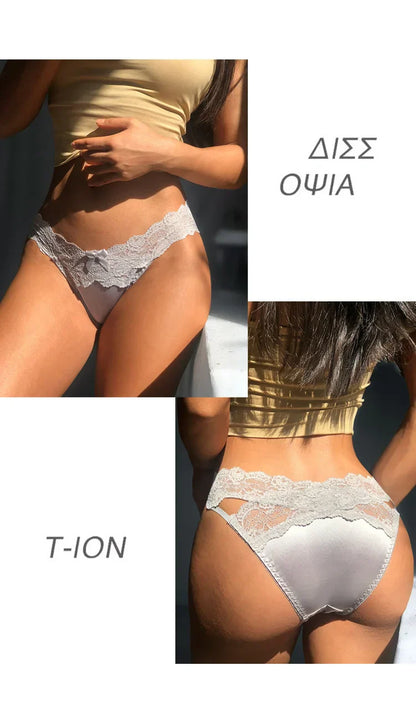 SP&CITY Satin Lace Sexy Women's Underwear Low Waist Transparent Hollow Out Panties Breathable Soft Seamless Briefs Lingerie