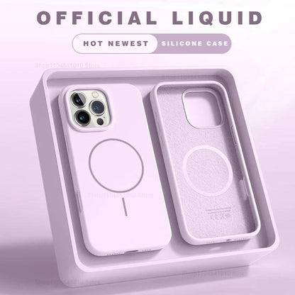 Magnetic Phone Case For iPhone 15 14 16 Plus 11 17 13 16 Pro Shockproof Silicone Cover Magsafe Wireless Charge Phone Accessories