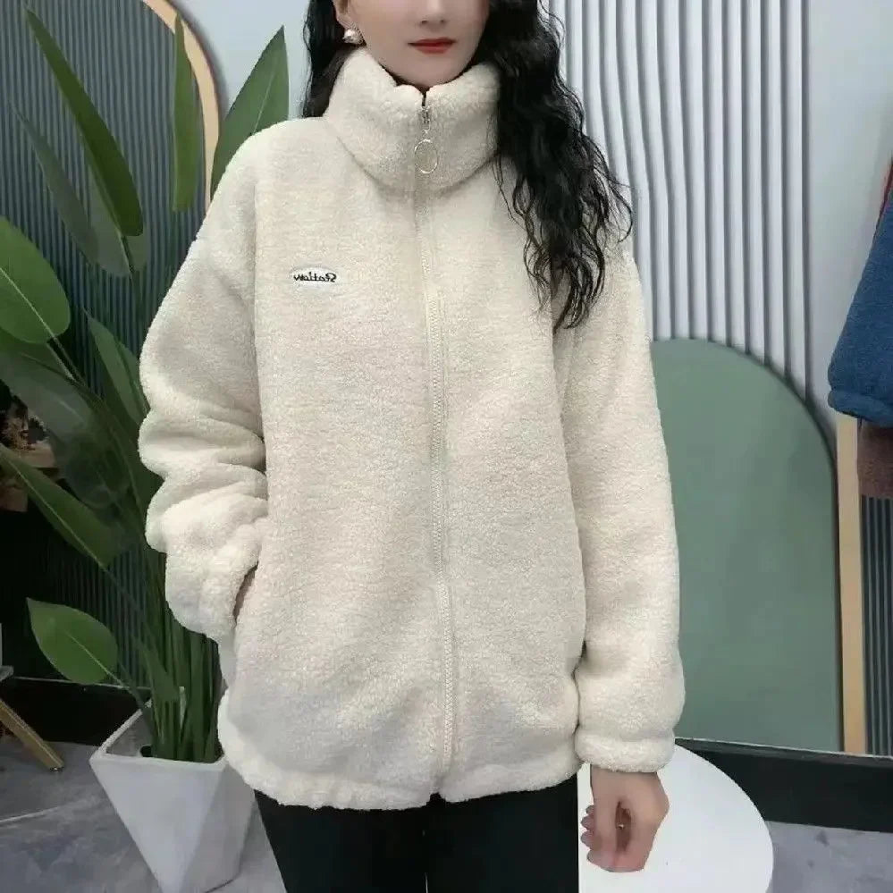 Plus Size Thickened Lamb Fur Cotton Jacket Warm Fashionable Mid-aged And Elderly Women's Outerwear Particle Fleece Thick Coat