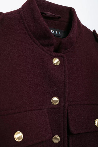HH 2024 Fashion Women Soft Tweed Bomber Jacket O-Neck Long Sleeve Pockets Buttons Loose Woolen Coat Female Streetwear