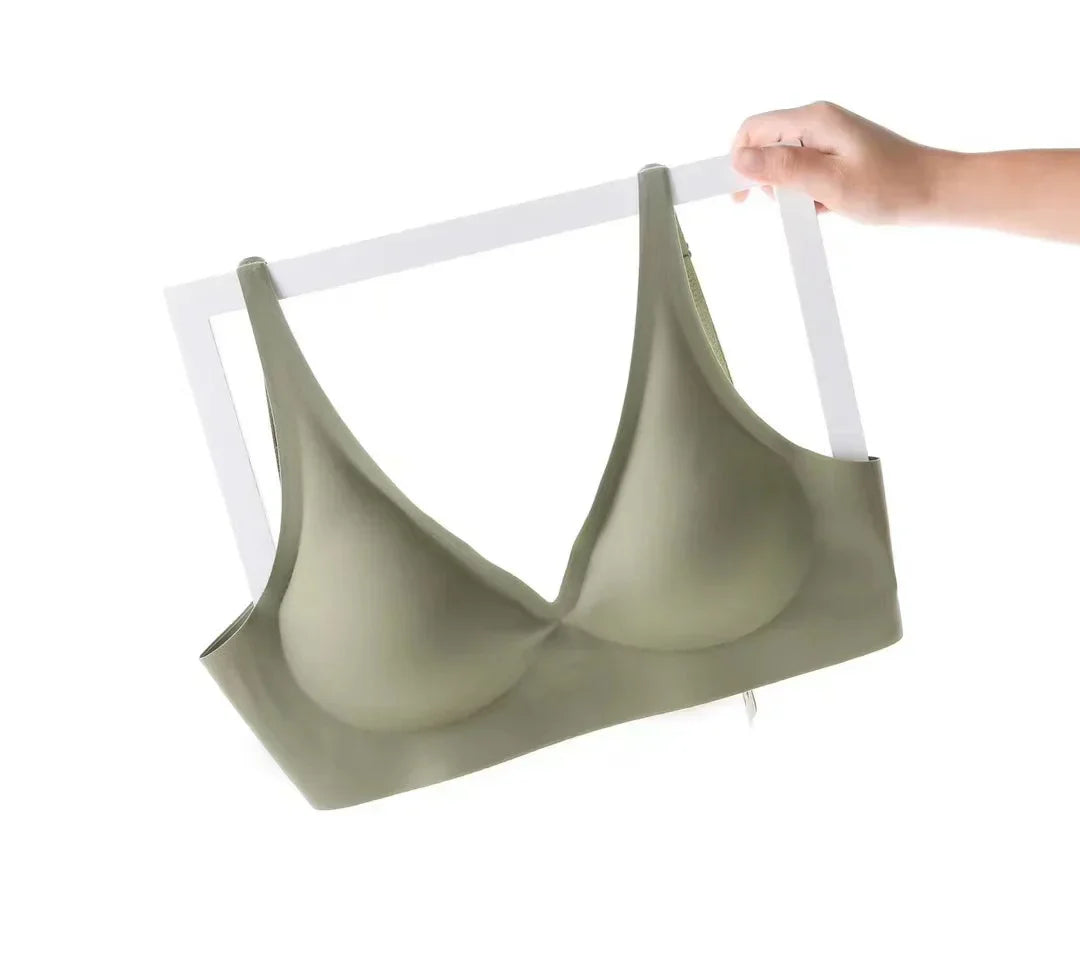 Seamless Ladies Underwear V-neck No Steel Ring Small Chest Gathered Adjustable Small Comfortable Thin Top Bra