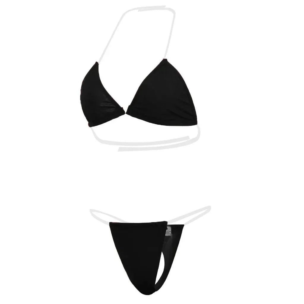 Cheap Ladies Bikini Set New Fashion Women'S Swimsuit Sexy Simple Transparent Strap Biquini Set Casual Thin Slim Beachwear