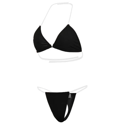 Cheap Ladies Bikini Set New Fashion Women'S Swimsuit Sexy Simple Transparent Strap Biquini Set Casual Thin Slim Beachwear