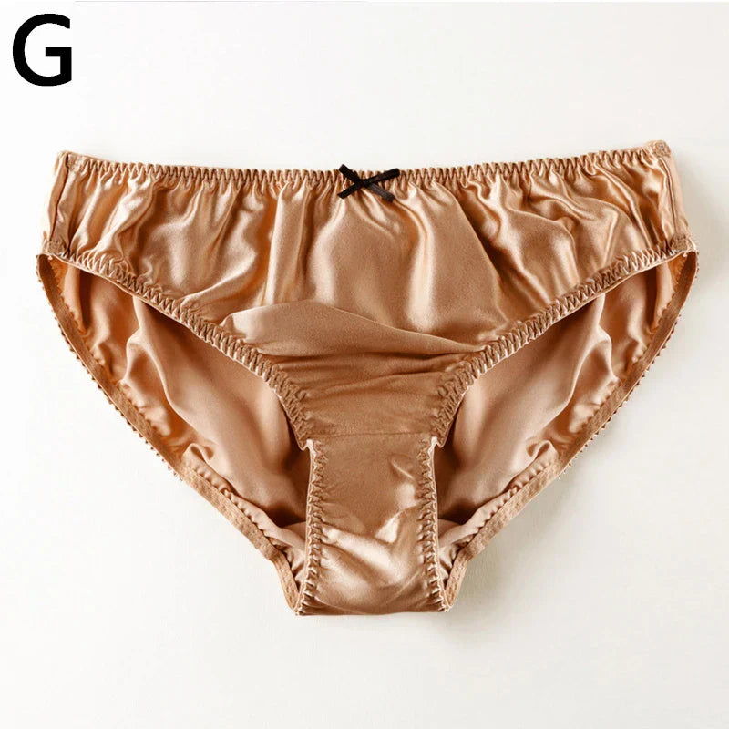 Women'S Panties 100% Mulberry Silk Sexy Underwear Female Soft Smooth Lingerie Low-Waist Solid Color Ladies Sensual Briefs