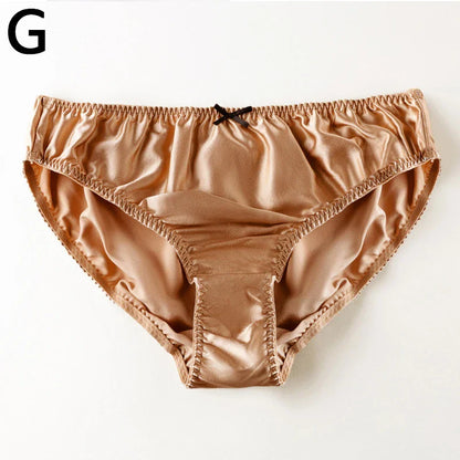 Women'S Panties 100% Mulberry Silk Sexy Underwear Female Soft Smooth Lingerie Low-Waist Solid Color Ladies Sensual Briefs