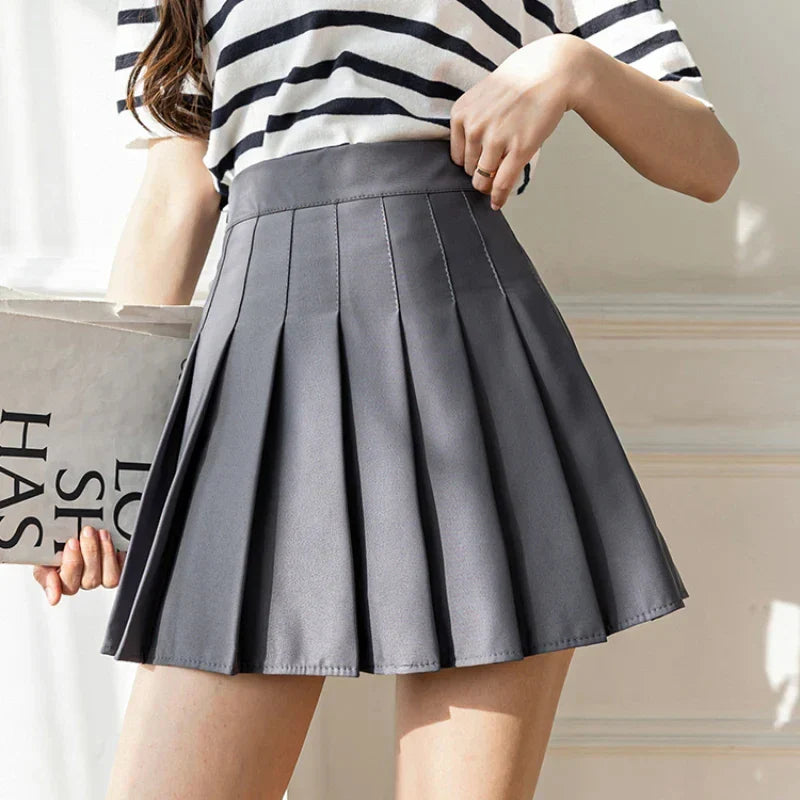 White Women Pleated Skirts Summer High Waist Zipper Girls Dancing JK Mini Skirts Black Fashion Student A Line Faldas 2024