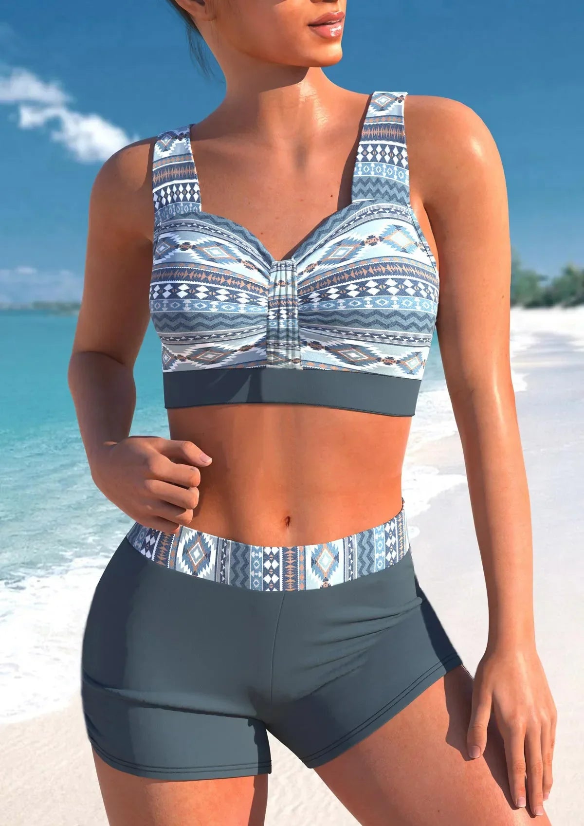 Women's Bikini Strapless Wide Straps Two-piece Swimsuit Fashion Sexy Sexy Print Swimsuit S-5XL