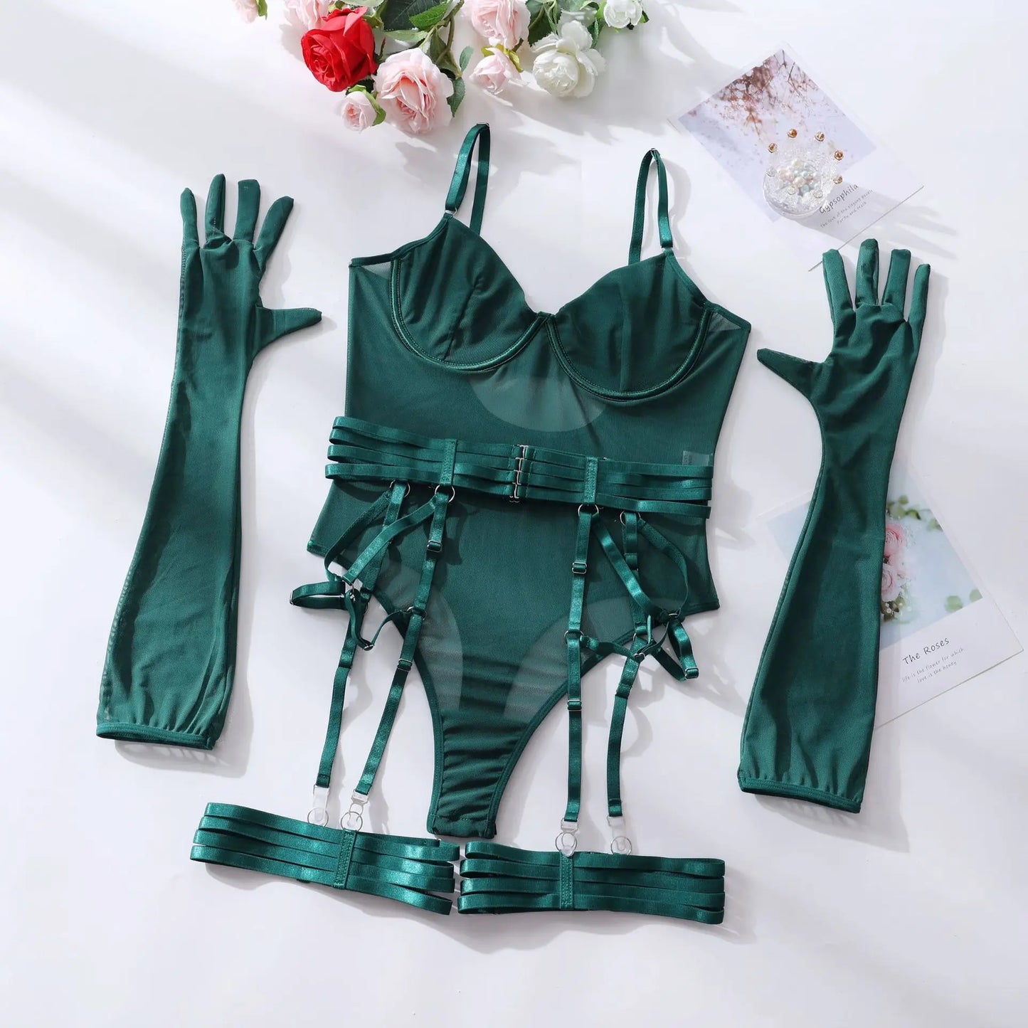 SINGREINY Sensual Sheath Solid Lingerie Rompers Fashion Oversleeve Strapless Slim Playsuits Women Sheer Mesh Sexy Bodysuits