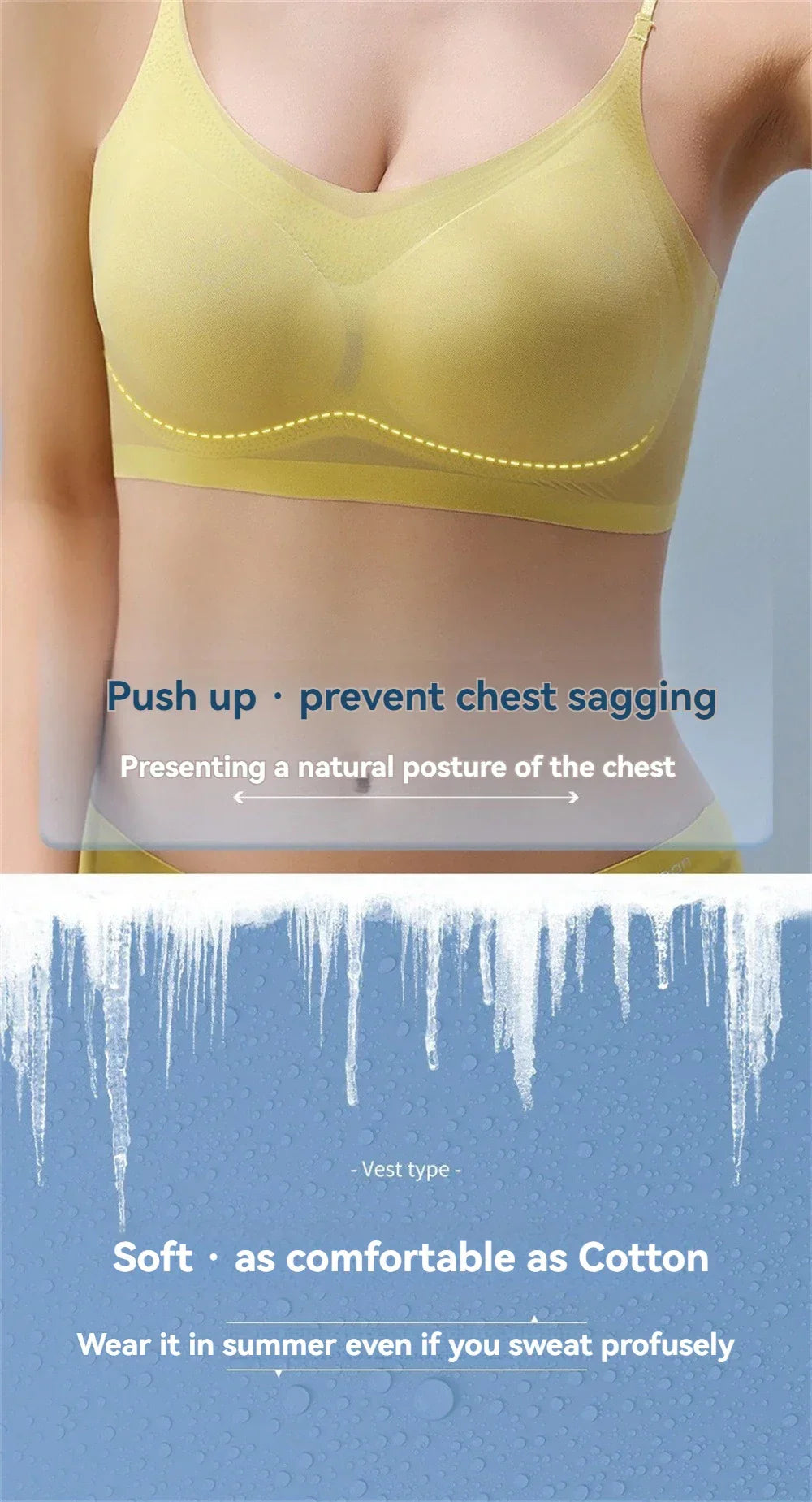 Ultra-Thin Breathable Ice Silk Top Bra Women's Bustier Underwear Seamless Back Halter Vest Wrap Bra Small Chest Together