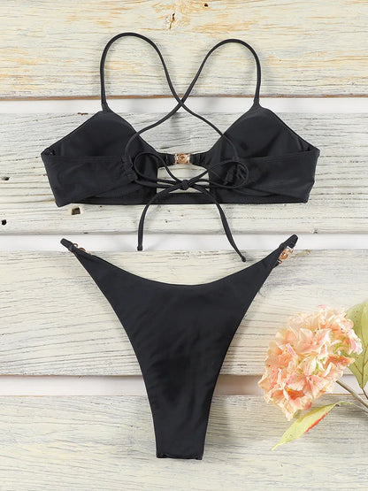 Miyouj Push Up Bikinis New Two Piece Suit 2025 Bathsuit Sexy Bikini Sets Hollow Out Swimsuit String Bathwear Low Waist Swimwear