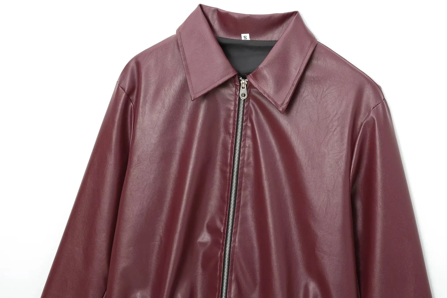 HH Wine Red Faux Leather Jakcet Fashion Outerwear Thicken Zipper Lapel Pu Coats Autumn Winter Streetwear Ladies Tops Women