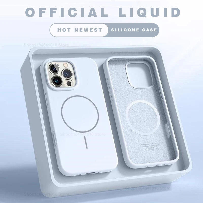 Magnetic Phone Case For iPhone 15 14 16 Plus 11 17 13 16 Pro Shockproof Silicone Cover Magsafe Wireless Charge Phone Accessories
