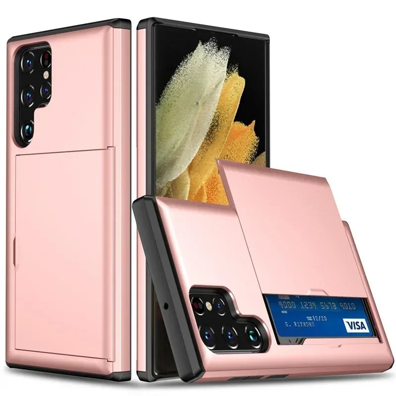Cover For Samsung Galaxy S26 S24 S23 FE S25 Edge Plus Ultra A55 A16 A36 A56 5G Phone Case With Card Holder Shockproof Heavy Duty
