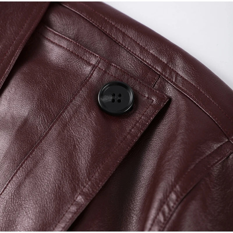 Street Stand Collar Women's Leather Jacket Loose Long Sleeve Zipper Pockets Chic Female Coats 2025 Autumn Winter Lady Outerwear