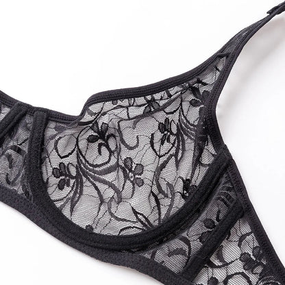 Plus Size Sexy Lace Bras For Women Underwired BH Hollow Out Bra Bralette Womens Underwear Delicate Embroidery Lingerie Brassiere