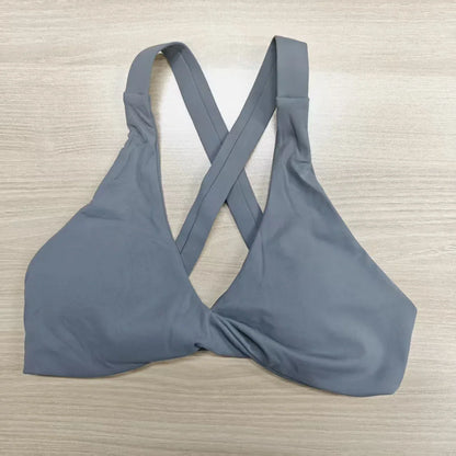 SHINBENE Women's Twist Workout Sports Bras Back Cross Padded Low Impact Fitness Bra Yoga Crop Tops