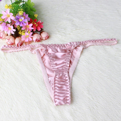 100% Mulberry silk woman briefs natural silk summer cool sexy thong lady panties